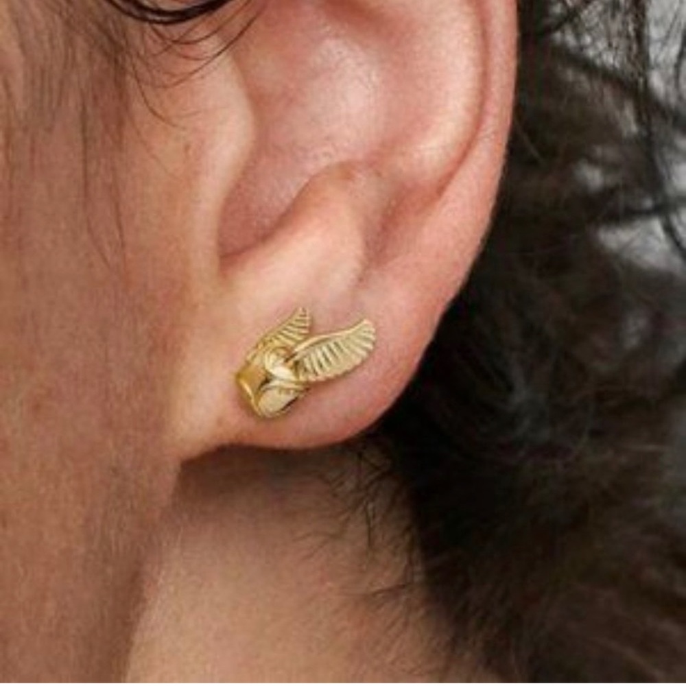 Pandora 925 Sterling Silver Golden Snitch Earrings Women’s Ear Pin Fine Jewelry - Picture 1 of 16